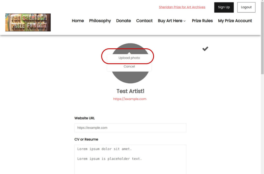 Artist profile upload profile photo screenshot