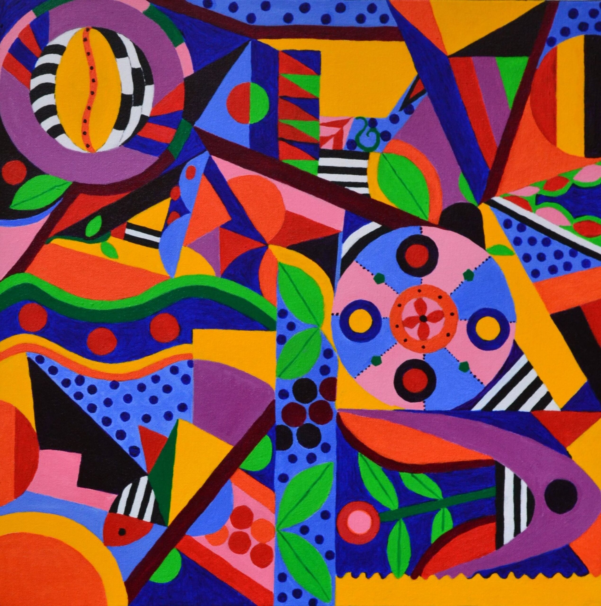 A geometric abstraction of color explosion and shapes, to lift your spirits on a dreary day.
