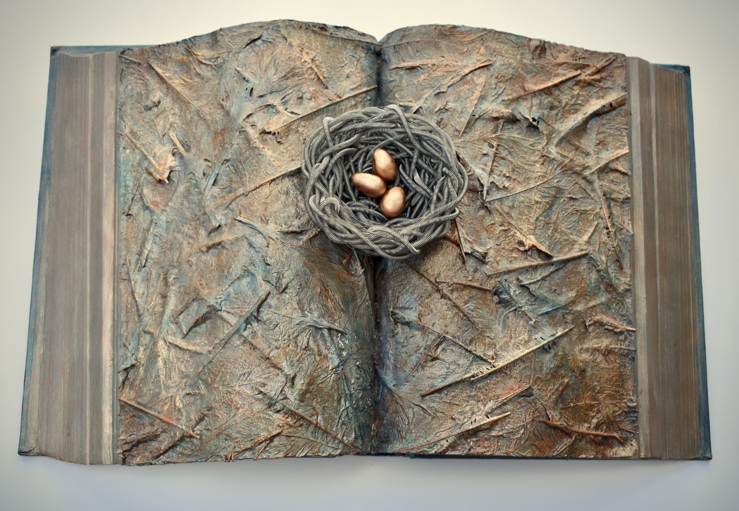This altered book is a memorial field guide for our threatened bird populations.