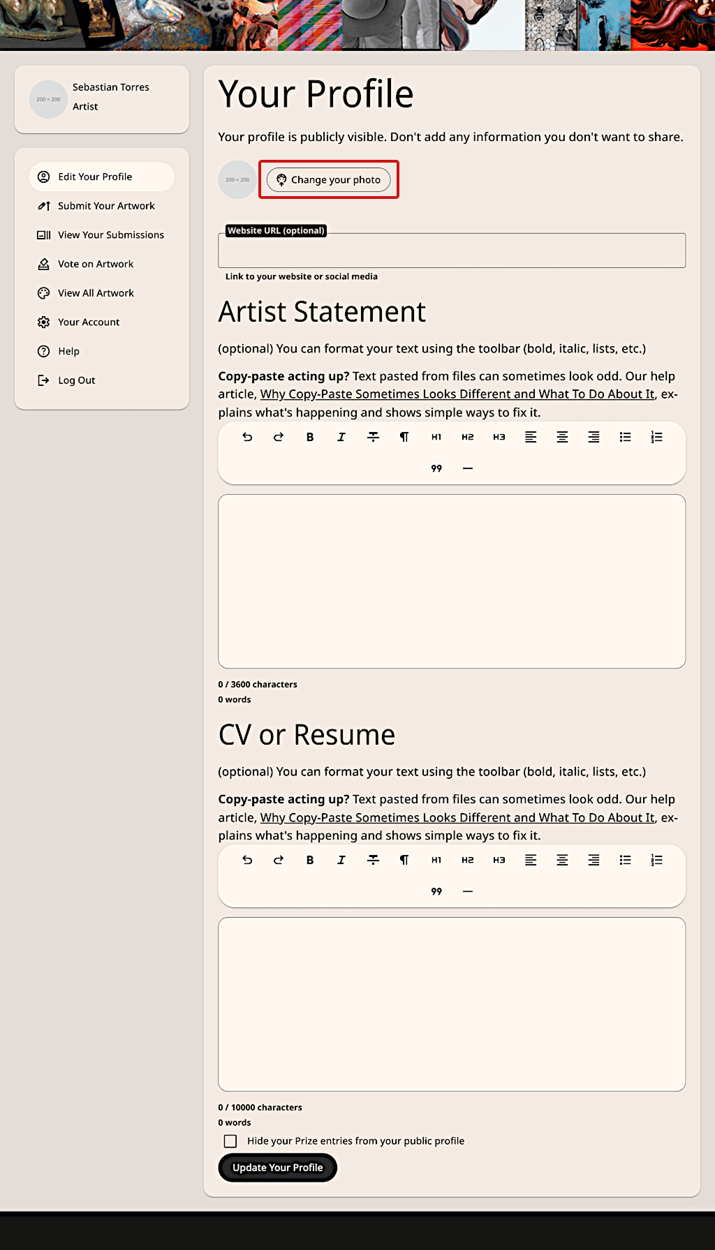 Change your photo button
