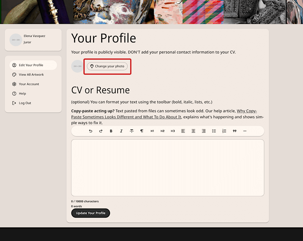 Change your photo button